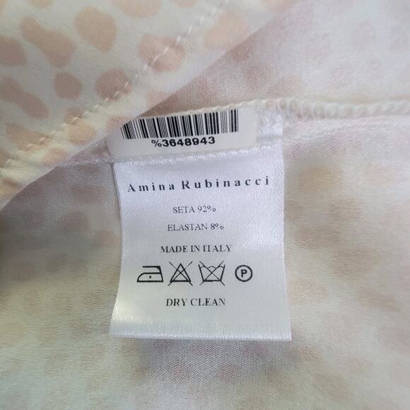Amina Rubinacci 42/L Silk Button Up Printed Top Shirt Pastel Pink Made in Italy - Picture 11 of 11